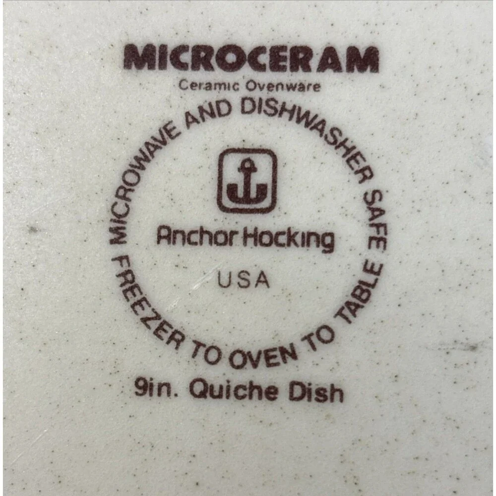 Microceram Anchor Hocking Ceramic Ovenware 9in Quiche Dish Freezer to Oven Safe